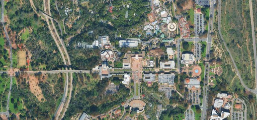 Famous Balboa Park and San Diego Zoo Aerial View in California
