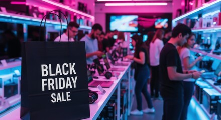 Retail store buzzing with Black Friday sale activity