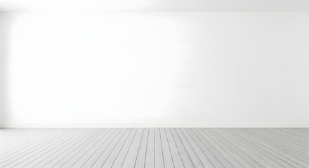 Fototapeta premium Minimalist White Room with Light Wooden Floor Background
