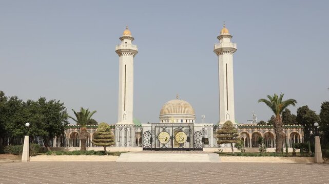 Mausoleum of Habib Bourgiba, first President of the Republic of Tunisia. Monastir. High quality 4k footage