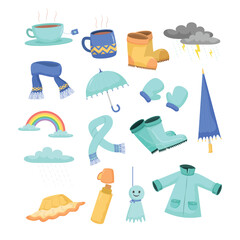 Winter And Rainy Day Gear Illustration Set