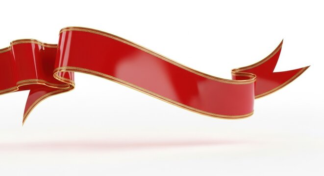 Elegant red ribbon banner with glittering golden trim - Powered by Adobe