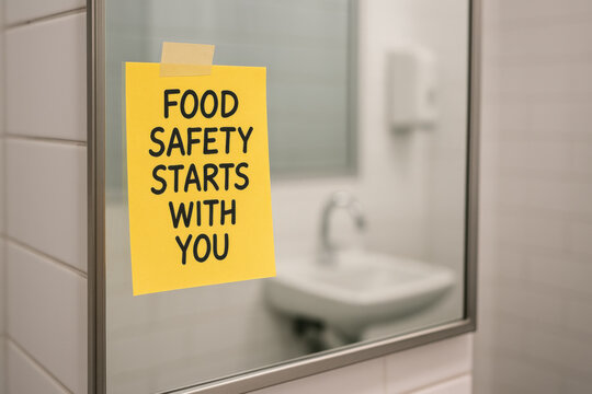 Proactive food safety reminder and message promoting hygiene mindset. regulation for handwashing in kitchen or restaurant for employee health and awareness