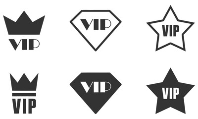  Vip icons set crown star and diamond vector illustration