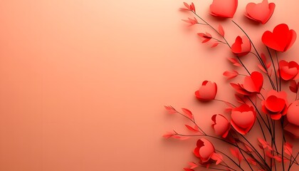 Paper cut flowers, heart, valentine's.