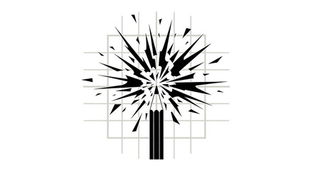 Abstract black and white explosion isolated on white background illustration