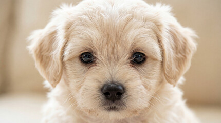 Portrait of a fluffy cream colored puppy