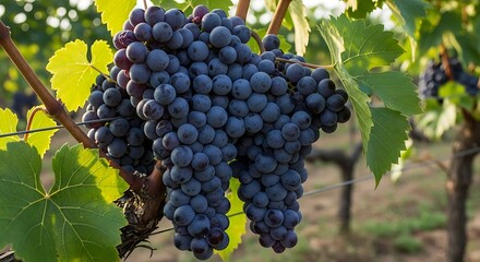 Fototapeta premium Ripe Grapes on Vineyard Branch