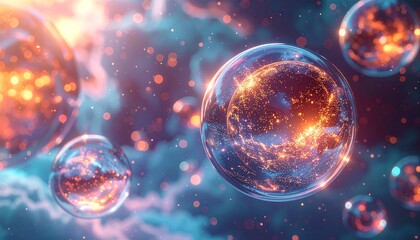 Glowing Spheres in Space: Abstract Digital Art