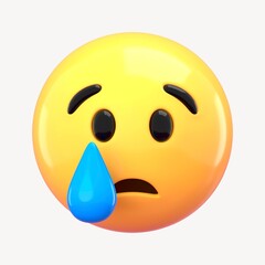 3D cry face emoticon illustration