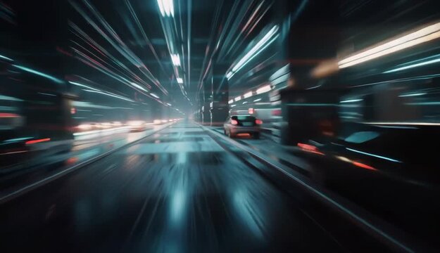 Futuristic Tunnel, Hyperloop, Speed, Motion Blur, Sci-Fi Transport