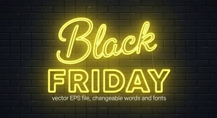 Black Friday Sale Bright Yellow Neon Sign