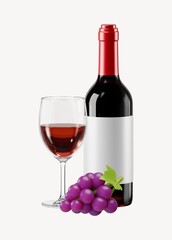 3D red wine bottle, element illustration