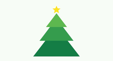 Green Christmas Tree Icon with Yellow Star