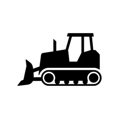Heavy Bulldozer or Construction Tractor Vehicle Icon