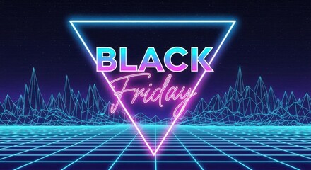 Black Friday Sale in a Retro Neon Style Promotion
