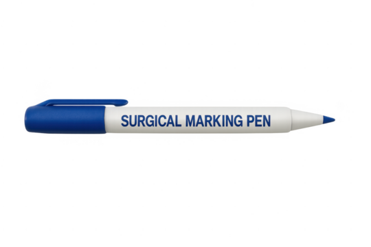 Surgical marking pen on transparent background for medical use