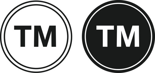 Trademark Symbol TM Icon Black and White Variations registered