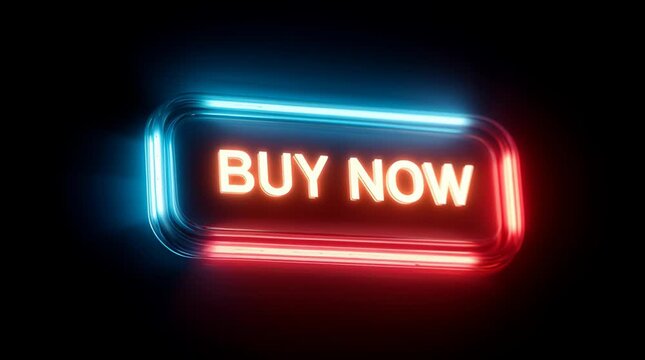 Neon button buy now glowing call to action neon buy now button glowing red blue light black background evokes urgency and modern online shopping
