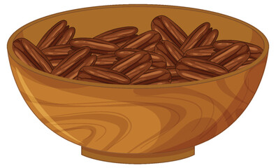 Wooden Bowl Filled With Whole Pecans