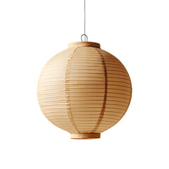 Beige paper lantern hung Isolated transparent on white background