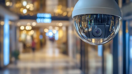 Surveillance camera in a modern shopping area.