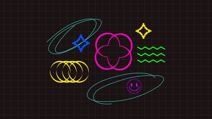 Obraz premium Neon shape HD wallpaper, 90s style, high definition background