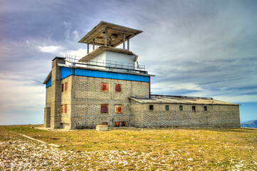 Abandoned military building on the top of the mountain