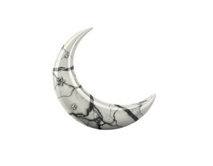 Elegant White Marble Crescent Moon with Silver Stars