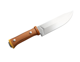 Stylized Kitchen Knife with Brown Handle