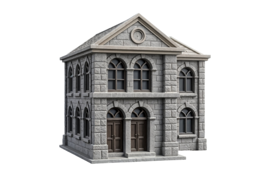 Detailed 3D Render of a Classical Stone Building