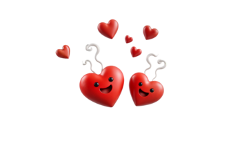 Two Cheerful 3D Hearts Expressing Love and Affection