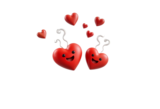 Two Cheerful 3D Hearts Expressing Love and Affection
