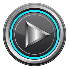 Futuristic Play Button Icon with Blue and Silver Accents