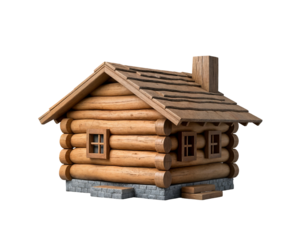 Charming 3D Rendered Rustic Log Cabin House