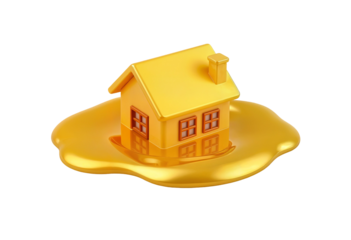 Golden House Melting into a Pool of Liquid Gold