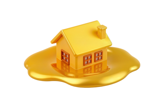 Golden House Melting into a Pool of Liquid Gold