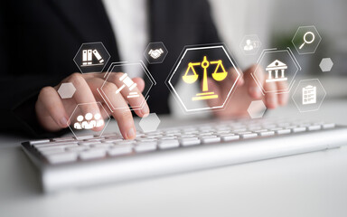 Concept of corporate legal services. Providing advice and ensuring compliance with laws and...