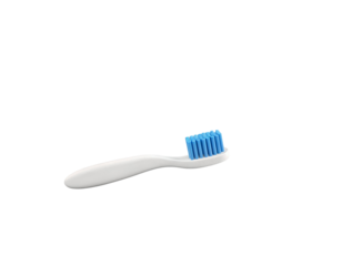 White Toothbrush with Blue Bristles on Transparent Background
