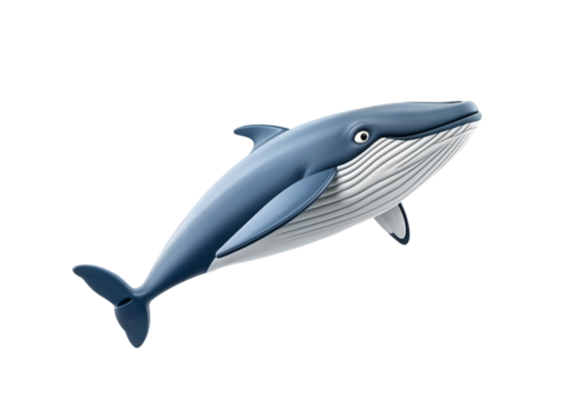 Cute 3D Cartoon Blue Whale Swimming