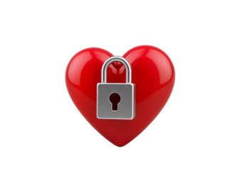 Locked Red Heart with Silver Padlock