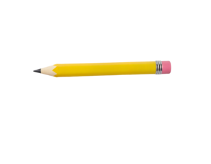 Realistic Yellow Pencil with Pink Eraser on Transparent Background