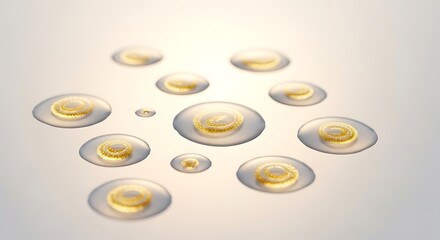 Abstract cellular structure with golden centers ideal for science and medical visuals