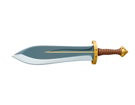 Stylized Fantasy Short Sword with Golden Hilt