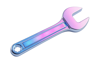Vibrant 3D Rendered Wrench with Holographic Gradient Effect