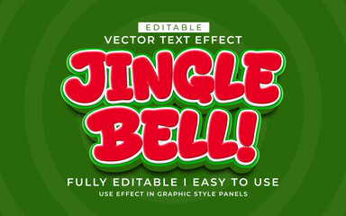 3d editable jingle bell text effect typography style template