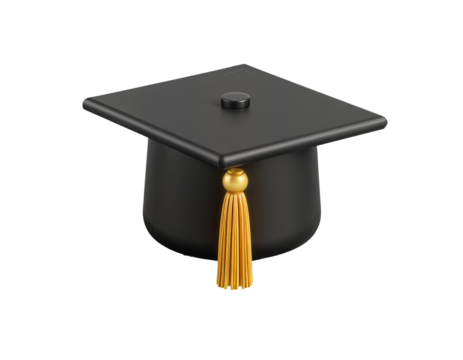 3D Graduation Cap with Golden Tassel