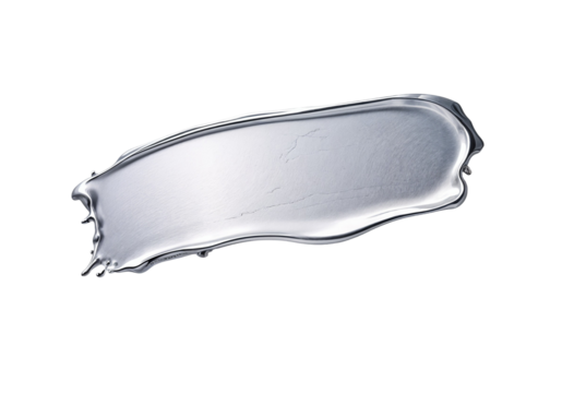 Metallic Liquid Brush Stroke on Transparent Background