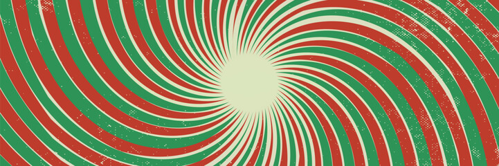 Vintage red green grunge retro circus lights background with festive swirls. Vector illustration