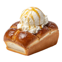 Bread with ice cream Isolated transparent on white background